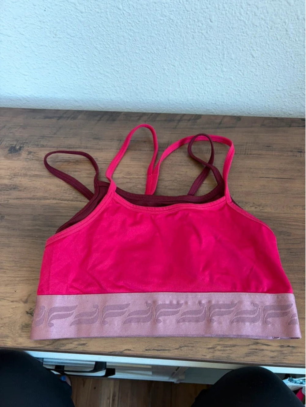 Fabletics pink double layer sports bra M